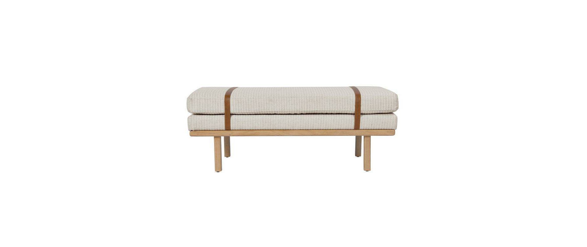 HomePop Upholstered Bench with Wood Base - Cream Woven Striped
