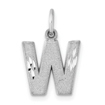 Black Bow Jewelry 14k White Gold, Julia Collection, Small Satin Block Initial W Pendant