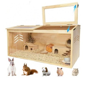 Wooden Hamster Cage, Natural Wooden Hamster Habitat With Openable Top And Large Acrylic Sheets, Chewproof Hamster Habitat Animal Cabinet For Dwarf Sy - 1 of 4