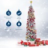Prelit Snow Flocked Pencil Christmas Tree,Slim Artificial Xmas Tree w/Warm White Lights, Snow Branch Tips,Metal Stand for Christmas Decoration - 3 of 4