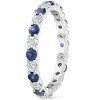 Pompeii3 1 1/2ct Sapphire & Diamond Eternity Wedding Ring 14K White Gold - 3 of 4