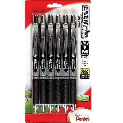 Pentel EnerGel RTX Retractable Gel Pens Medium Point Black Ink 409634