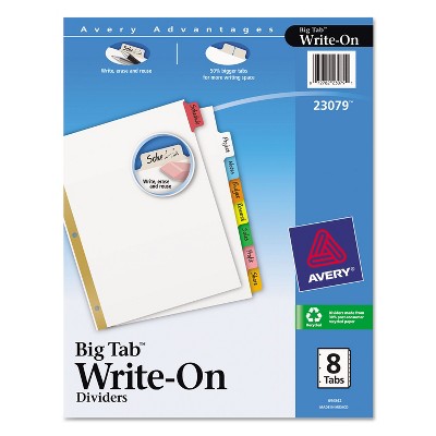Avery Write & Erase Big Tab Paper Dividers 8-Tab Letter 23079