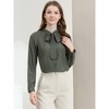 Allegra K Women's Work Office Long Sleeve Button Decor Elegant Bow Tie Neck Blouse - 3 of 4