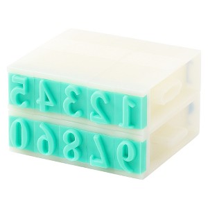 Unique Bargains Teaching Detachable Rubber Head 10 Digits Numerals Stamps Block Green - 1 of 4