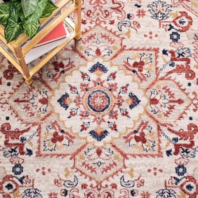 Charleston Heirloom-Style 59" Round Beige Synthetic Area Rug
