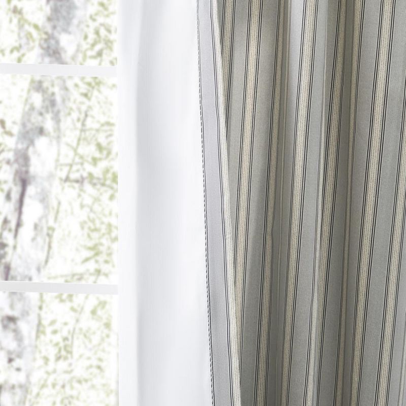 Ellis Curtain Springfield Stripe Tailored 3" Rod Pocket Curtain Panel Pair with Ties Black, 4 of 5