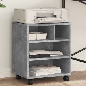 Aghana Digitals Mobile Engineered Wood Printer Stand with Lockable Wheels - Concrete Gray, - 1 of 4