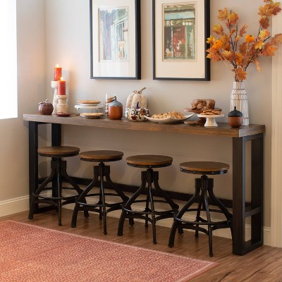 Tormo Hand Distressed Sofa Bar Table Black medium Walnut Finish white Powell Modern Industrial Console With Metal Frame Target
