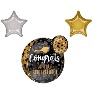 LOONBALLOON Graduation Grad Theme Balloon Set, 16 Inch Congrats on Your Achievement Balloon and Star Foil - 1 of 1