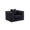 Velvet Chair with Nailhead Trim, Button Tufted, Chrome Legs and Throw Pillow for Living Room - 2 of 4