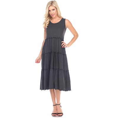 Women's Scoop Neck Tiered Midi Dress - White Mark