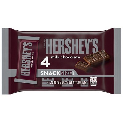HERSHEY'S Milk Chocolate Snack Size Bars, Candy, 1.8oz