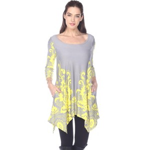 Women's Scoop Neck Printed Yanette Tunic Top - White Mark - 1 of 2