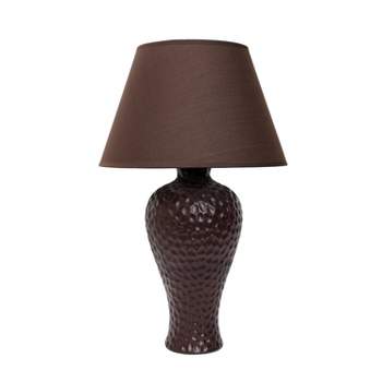20.08" Traditional Ceramic Texture Imprint Winding Table Desk Lamp with Matching Fabric Shade - Creekwood Home
