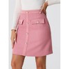 INSPIRE CHIC Women's Plaid Tweed Contrast Color Button Decor Business Casual Mini Skirt - 2 of 4