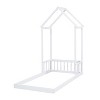 CAVINAS Twin Size Wood Montessori Bed,Modern Floor Bed with House-Shaped Roof Headboard and Semi-Fence Design,Toddler Bed for Bedroom,White - 4 of 4