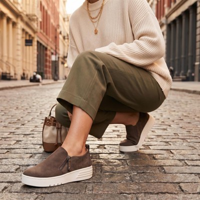 Женские кроссовки CUSHIONAIRE Platform Slip On Womens Sneakers, Casual Perforated Fashion Sneakers for Women with Supportive Comfort Design, Grey 7.5 — фото 8