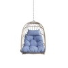 Hanging Egg Chair with Stand Kit,Foldable PE Rattan Swing Seat with Cushion and Pillow,Outdoor Hanging Chair for Patio or Balcony-Maison Boucle - 3 of 4