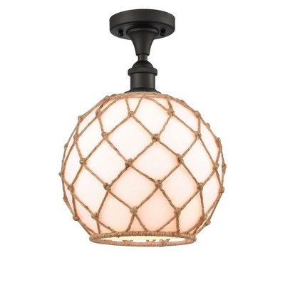 Farmhouse Rope - 1 Light Semi-Flush Mount In Industrial Style-15 Inches Tall and 10 Inches Wide