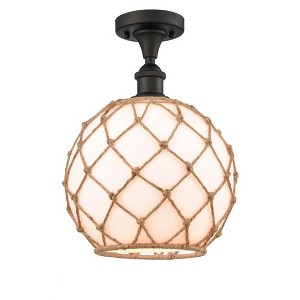 Farmhouse Rope - 1 Light Semi-Flush Mount In Industrial Style-15 Inches Tall and 10 Inches Wide - 1 of 1