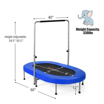 Blue Oval Kids' Double Mini Fitness Trampoline with Adjustable Handle