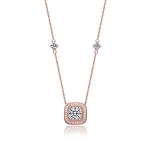 Guili Sterling Silver Rose Plated Square Cubic Zirconia Stud Necklace, a classic and stylish piece for daily elegance and layering. - 1 of 4