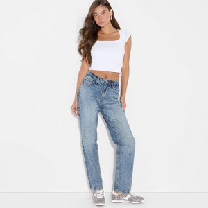Women's Mid-Rise Straight Curvy Jeans - Wild Fable™ - 1 of 3