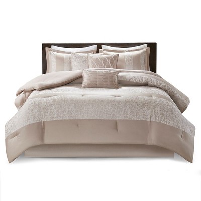 King White Microfiber 7-Piece Jacquard Bedspread Set