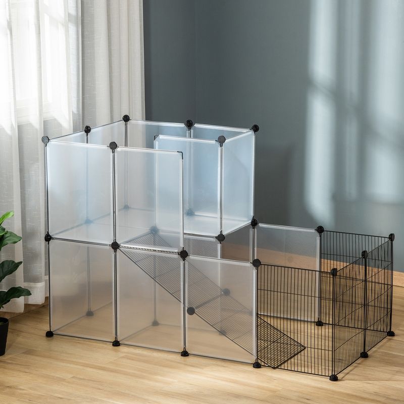 PawHut Pet Playpen DIY Small Animal Cage Portable Plastic Yard Fence for Rabbit Chinchilla Hedgehog Guinea Pig, 14 x 18 in, 2 of 7