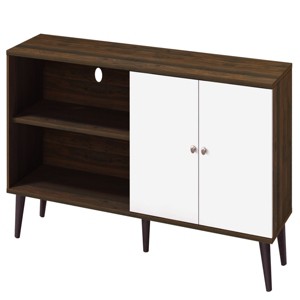 GlasFlength TV Stands and Consoles Modern Media Console with Simple Storage Shelves and Cabinet for Living Room, White, 63"*15.2"*25.6" - 1 of 4