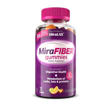 MiraLAX: MiraFIBER Gummies - 8g Prebiotic Fiber and Metabolism Support - 72ct