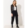 INSPIRE CHIC Women's Button Front Drawstring Hem Point Collar Mesh Sheer Long Sleeve Shirt - 2 of 4