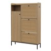 Rattan Shoe Cabinet, Narrow Freestanding Shoe Organizer with 3 Flip-Drawers & 4 Adjustable Shelves, Shoe Storage Cabinet - 3 of 4