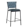 Contemporary Counter Stool with Braided Fabric and Faux Leather for Kitchen or Bar Seating (Set of 2) - 2 of 4