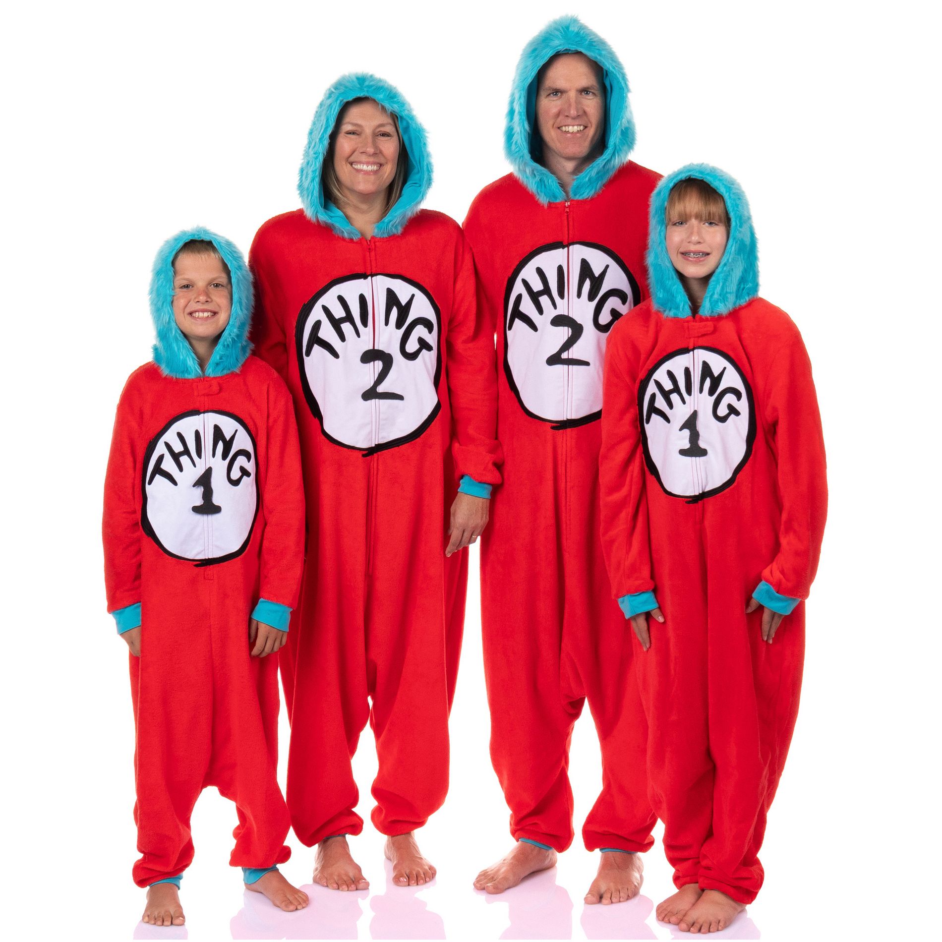 Dr. Seuss Kids Thing 1 & Thing 2 Character Kigurumi Costume Union Suit Pajama Loungewear (12) Multicolored