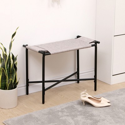 VYNXARIA Handwoven Paper Rope Foot Rest Stools: Stylish Ottomans for Entryway, Living Room, Bedroom & Office (Gray)