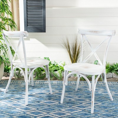 Elia Distressed White Aluminum Outdoor Dining Chair Set