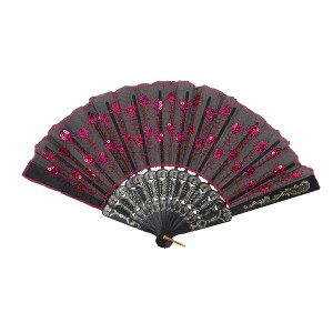 Unique Bargains Sequins Folding Fan 1 Pc - 1 of 4