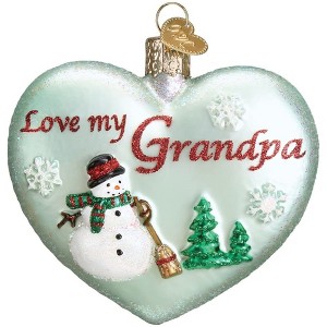 Old World Christmas Glass Blown Ornament for Christmas Tree, Love My Grandpa Heart - 1 of 3