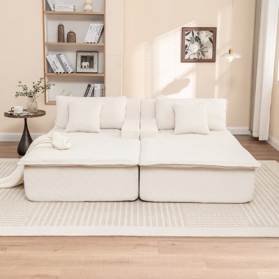 Modern Corduroy Chaise Lounge Chair Set of 2, Oversized Sleeper Sofas with High-Resilience Foam for Bedroom or Living Room – The Pop Home