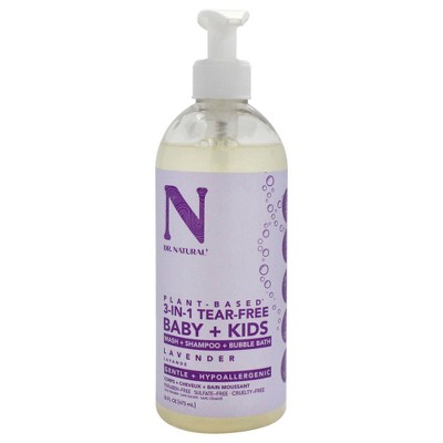 Dr. Natural 3-in-1 Tear-Free Baby Plus Kids Soap - Head-to-Toe Baby Soap and Baby Shampoo - Sensitive Skin Moisturizing Body Wash - Lavender - 16 oz