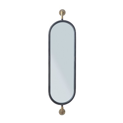 Storied Home Oval Metal Framed Wall Mirror with Brackets: Modern Decor, Iron Frame, Wall Mount