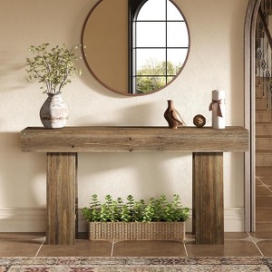 Tribesigns 63-Inch Solid Wood Console Table with Triangle Legs, Farmhouse Hallway Tables for Entryway, Foyer, Living Room - 1 of 4