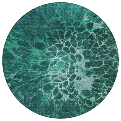 Teal Blue Aqua And Turquoise Abstract Washable Indoor Outdoor Area Rug