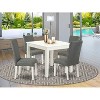 French Country Dining Set 5Pc Square Table & Chairs - Linen White Legs, Gray Fabric - 2 of 4