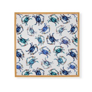 Deny Designs Michelle Mospens Watercolor Blue Crab Framed Wall Art Bamboo - 1 of 3