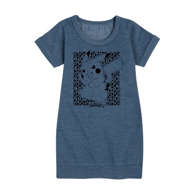 - Pokémon - Pikachu Pattern Graphic Short Sleeve Fleece Dress