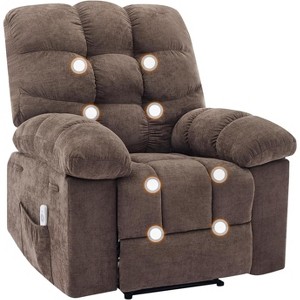 Recliner Rocking Chair with Massage and Heat, Wide Overstuffed Ergonomic Fabric Recliner with Breathable Upholstery, 2 Side Pockets & Remote Control - 1 of 4