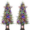 3/4.5Ft Artificial Christmas Tree With Warm White LED Lights，Fiber Optic-Like Flocked Tree  for Home, Shops, Party and Holiday Christmas Decoration - 2 of 4